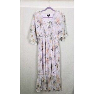 Meetrendi Dress XL Maxi Long Purple Floral Romantic Whimsy Ethereal Fairycore